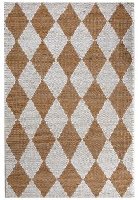 Tappeto bianco/di colore naturale in misto iuta tessuto a mano 160x230 cm Effie Diamond – Flair Rugs