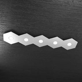 Plafoniera Moderna Hexagon Metallo Grigio 5 Luci Led 12X5W