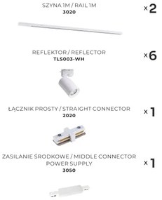Zuma Line 3047 - Faretto per sistema a binario TORE 6xGU10/35W/230V bianco