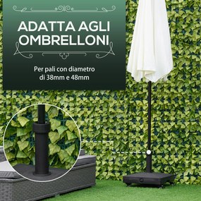 Base per Ombrellone da Giardino 45x45x39 cm Palo 38-48 mm con Ruote in HDPE Nero...