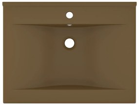 Lavandino con Foro Rubinetto Crema Opaco 60x46 cm in Ceramica