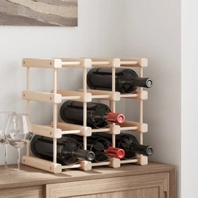 Portabottiglie Vino 12 Bottiglie 36x23x36cm Legno Massello Pino /