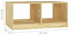 Tavolino da Salotto 75x50x33,5 cm Legno Massello di Pino