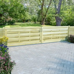 Cancelli Da Giardino 2pz Legno Impregnato Pino 150x75 Cm Verde /