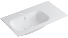 Lavabo a incasso rettangolare vasca a sinistra L 80.5 x H 15 x P 46 cm in resina bianco opaco