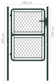 Cancello da Giardino in Acciaio 100x150 cm Verde