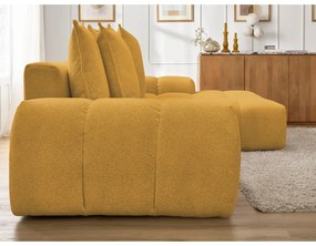 Divano angolare color senape allungabile e con contenitore (penisola a destra/chaise lounge) con rivestimento in ciniglia Everest – Bobochic Paris