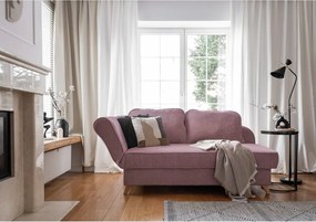 Chaise longue rosa polveroso (con penisola a sinistra) con rivestimento in velluto a coste Chic Charlotte – Miuform