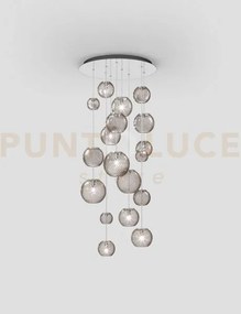 Oto sospensione r55 fume' rigato acciaio specchiato 9 luci attacco g9
