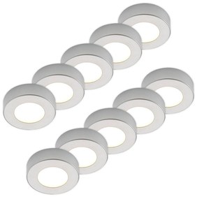 Prios Plafoniera LED Edwina, argento, 12 cm, set da 10