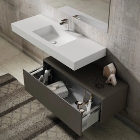 Mobile da bagno sotto lavabo element tortora laccato opaco L 100 x H 35 x P 45 cm 1 cassetto, lavabo non incluso