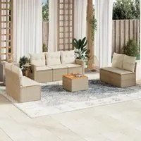 Set Divano da Giardino 8 pz con Cuscini Beige in Polyrattan 3224518