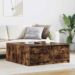 Tavolino Da Salotto Con Cassetti Rovere Fumo 100x100x40 Cm /