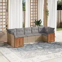 Set Divani da Giardino 7 pz con Cuscini Beige in Polyrattan 3260351