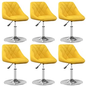 Sedie Da Pranzo Girevoli 6 Pz Giallo Senape İn Velluto /