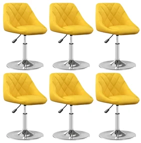 Sedie Da Pranzo Girevoli 6 Pz Giallo Senape İn Velluto /