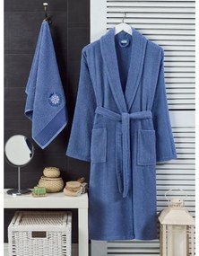Set con accappatoio e asciugamano blu in cotone S e M – Mila Home