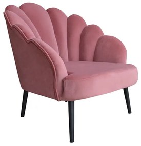Poltrona da camera in velluto con schienale imbottito a conchiglia BAIA ROSA ANTICO