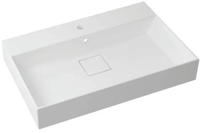 Lavabo da incasso con bordo a vista d'appoggio rettangolare vasca centrale Neo L 76 x H 15 x P 49 cm in resina bianco