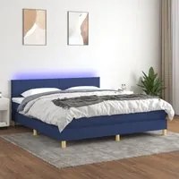 Letto a Molle con Materasso e LED Blu 160x200 cm in Tessuto cod mxl 62123