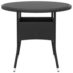 Set da Pranzo per Giardino 5 pz in Polyrattan Nero