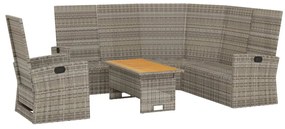 Set divani da giardino 3 pz con cuscini in polyrattan grigio