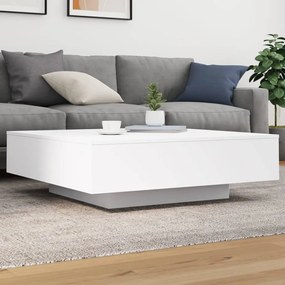 Tavolino Da Salotto Bianco 100x100x31 Cm İn Legno Multistrato /