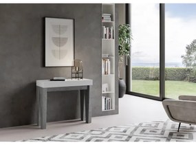 Consolle allungabile 90x40/300 cm Spimbo Mix piano Bianco Frassino - struttura Cemento