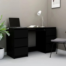 Scrivania Nera 140x50x77 Cm İn Legno Multistrato /