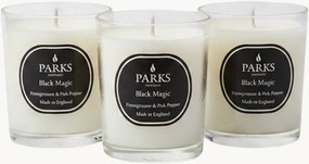 Set di 3 candele profumate fatte a mano Black Magic (melograno, pepe rosa e passiflora)