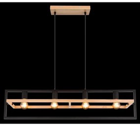 Globo 15575-4H - Lampadario a cavo ERICA 4xE27/40W/230V nero/beige