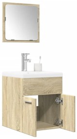 Set Mobili Da Bagno 3 Pz Rovere Sonoma İn Legno Multistrato /