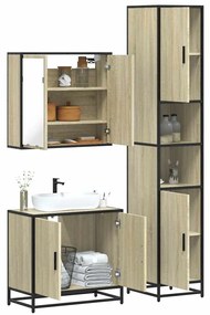 Set Mobili Da Bagno 3 Pz Rovere Sonoma İn Legno Multistrato /