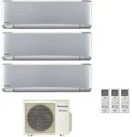 Climatizzatore Condizionatore Panasonic Trial Split Inverter Serie Etherea Silver 12+12+12 con CU-3Z68TBE R-32 Wi-Fi Integrato 12000+12000+12000 Argento