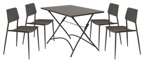 ROMANUS - set tavolo in metallo cm 110x70x72 h con 4 sedute