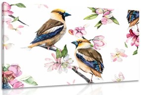 Stampa su tela – Uccellini sul ramo dell'albero