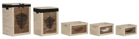 Cesto per i Panni Sporchi Home ESPRIT Nero Naturale Legno 40 x 30 x 56 cm 5 Pezzi