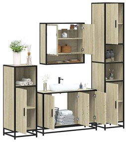Set Mobili Da Bagno 4 Pz Rovere Sonoma İn Legno Multistrato /