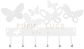 Porta chiavi butterfly bianco in ferro 31x17cmh