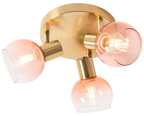 Plafoniera Art Déco oro con vetro rosa 3 luci - VIDRO
