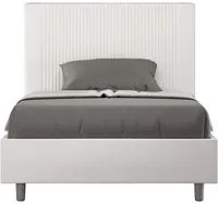 Letto alla Francese rivestito in Similpelle - GOYA Dimensione Rete: 140x200, Colore: Bianco, Tipologia Letto: Con Rete