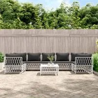 Set Salotto da Giardino 8 pz con Cuscini in Acciaio Bianco 3186924