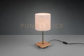 Elmau lampada da tavolo base legno con paralume sabbia h. 40cm 1 lu...