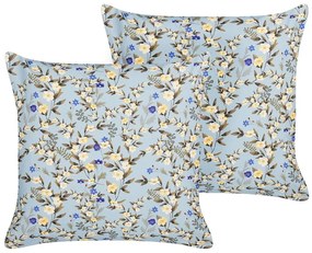Set di 2 cuscini da esterno motivo floreale blu 45 x 45 cm VALLORIA Beliani