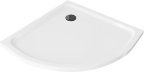 Mexen Flat piatto doccia semicircolare slim 80 x 80 cm, bianco, sifone nero - 41108080B