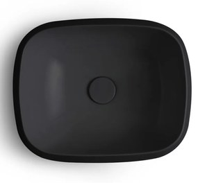 Lavabo da appoggio in ceramica nero opaco rettangolare 50 cm   Aris