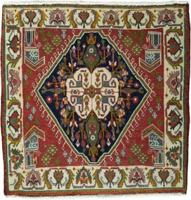 Shiraz Tappeto 70 x 70 Rosso (Iran) Annodato A Mano