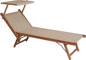 Lettino Prendisole In Alluminio Effetto Legno 61x186x40 Cm Wooden Telo Taupe