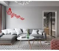 BUTTERFLY - Adesivo murale wall sticker in vinile 55x135 cm Colore: Rosso