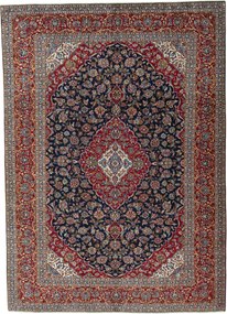 Kashan Tappeto 310x430 Blu (Iran) Annodato A Mano